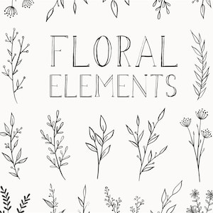 Floral Elements / Hand Drawn Flowers / Floral Clip Art / Summer Illustrations / Digital Download / Flowers