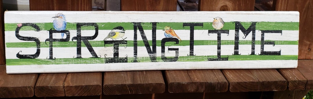 Springtime Birds - Rustic Wood Sign - Etsy