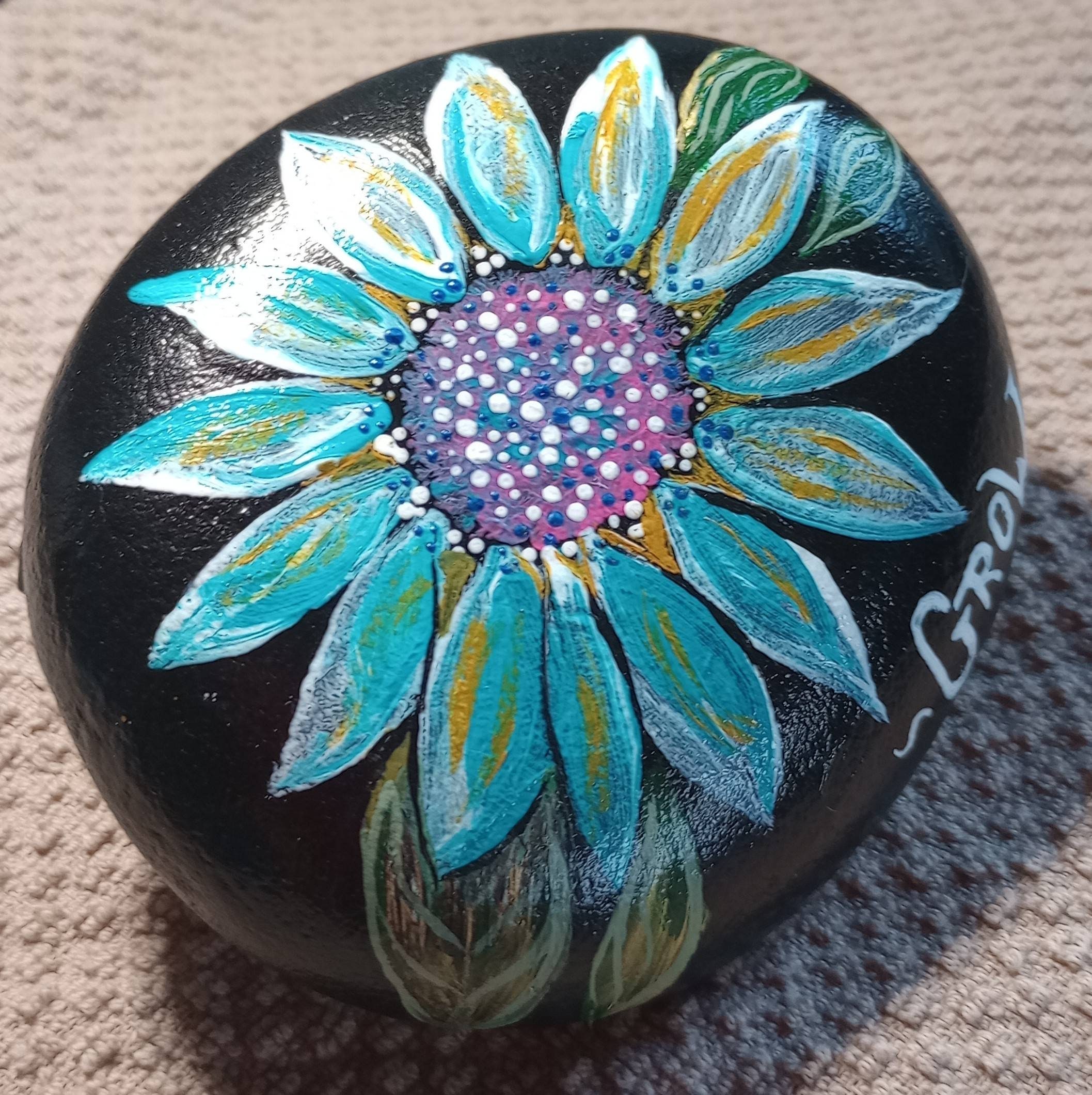 Flower Rock Painting - Etsy