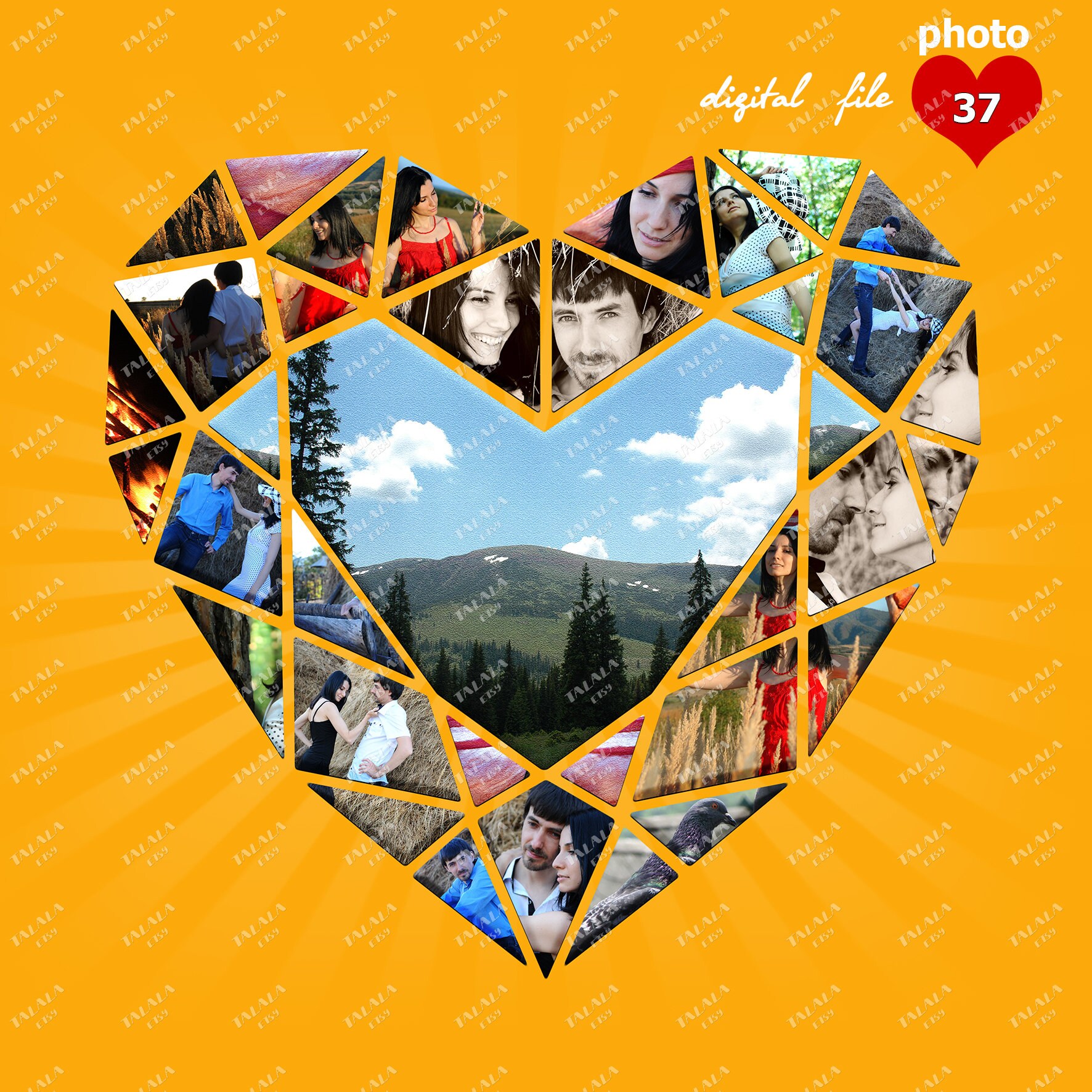 Collage Canvas Heart Shape Print up to 150 Photos Premium Etsy Shape collage, He