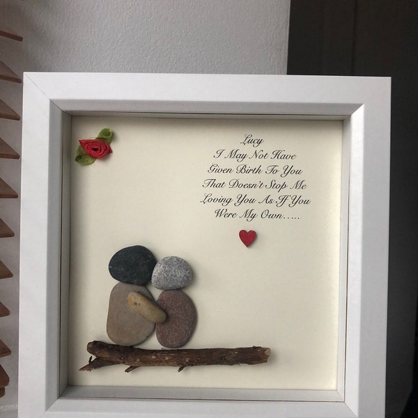 Like a daughter handmade pebble art wooden deepbox frame Picture Christmas gift