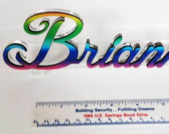 Custom Name Sign, acrylic base and wood, full color