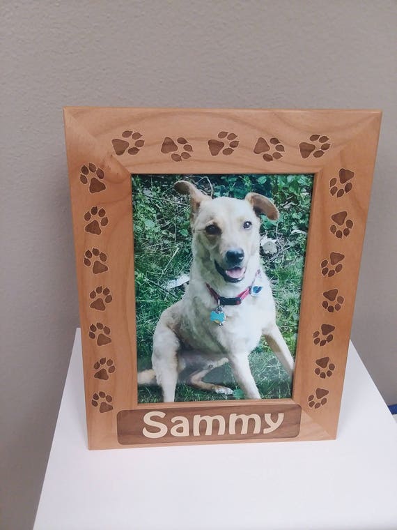 Paw Prints And Dogs Name Custom Dog Photo Frame