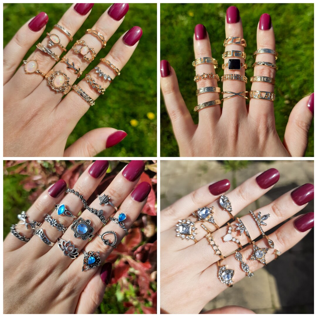 Stackable Knuckle Rings SALE Knuckle Stackable Ring Set Silver Gold Black Bohemian Festivals ...