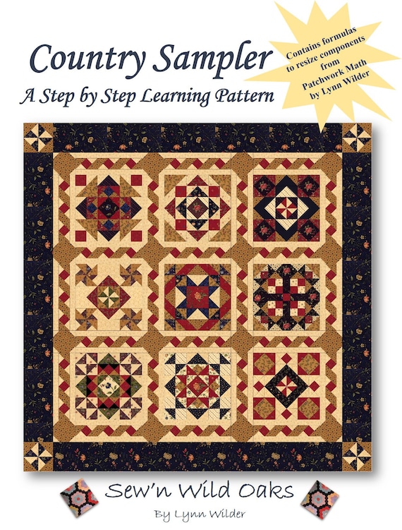 Country Sampler Quilt Pattern - Lynn Wilder - Sew'n Wild Oaks - Reproduction Fabrics - Beginning Quilt Pattern - Block Layout Sheet