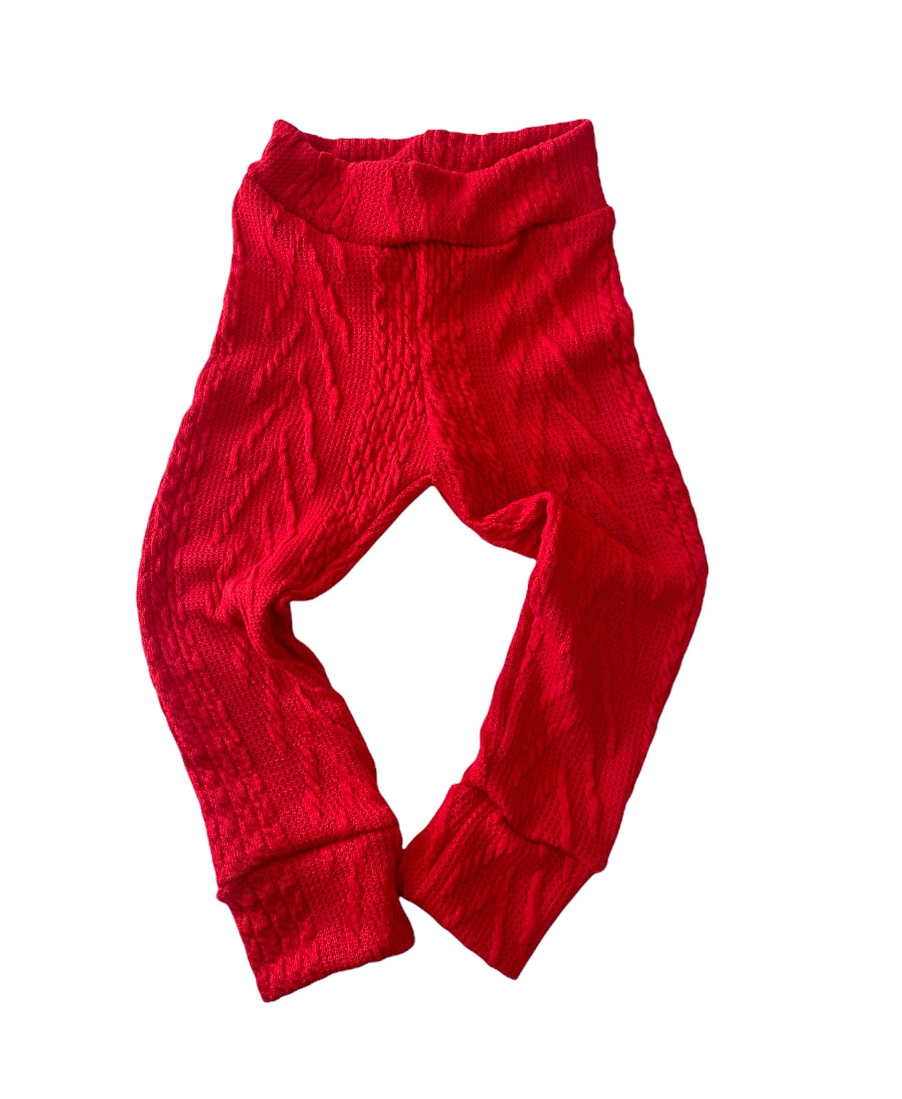 Red Cable Knit Leggings - Etsy