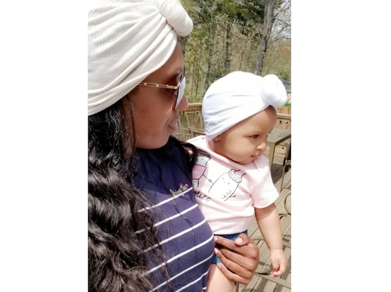 Oatmeal top knot turban