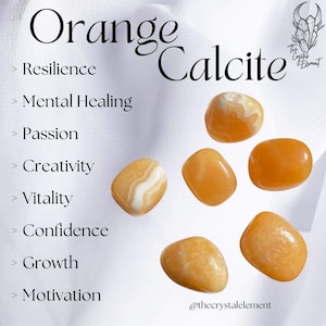 Orange Calcite Tumbled Stone | Tumbled Crystal | Orange Calcite Crystal | Crystal for Resilience | Confidence Crystal