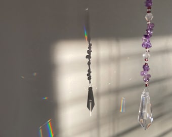 Amethyst Crystal Sun Catcher | Prism Rainbow Maker | Groovy Home Decor | Hanging Crystal | Boho Home | Rainbow Prism Sun Catcher