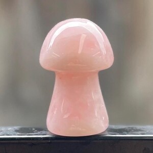 Rose Quartz Crystal Mushroom | Pink Crystal Mushie Carving | Crystal Carving | Crystal Art | Trippy Groovy Decor | Fairy Garden Ornament