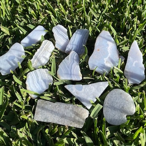 Blue Lace Agate Crystal Slab | Polished Crystal | Natural Blue Lace Agate Crystal Bar | Soothing Crystal | Banded Agate & Chalcedony
