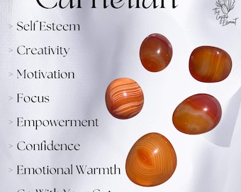 Carnelian Tumbled Stone | Banded Carnelian Crystal | Creativity Crystal | Crystal for Confidence | Carnelian Polished Tumbled Gemstone