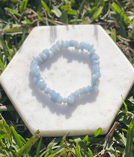 Angelite Chip Crystal Bracelet Light Blue Crystal Bracelet Unisex
