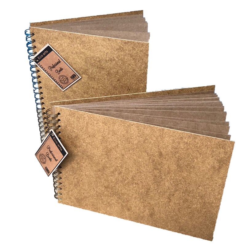 KRAFT card hardback cover scrapbook pad wirobound sketch book arts 60 page recyc