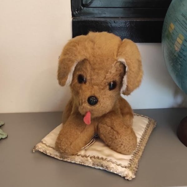 Antique little plush dog - 60s toy - French teddy bear - Teddy bear-plush