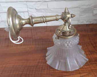 bronze wall light with glass shade shabby chic lamp XIX th century antique charming light fixture