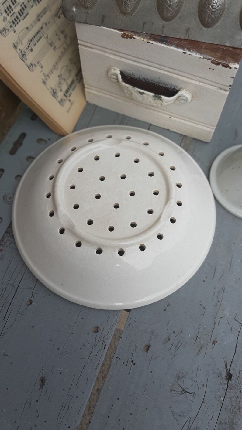 Faisselle Cheese Drainer Old Plate Strainer Mold Enameled Etsy