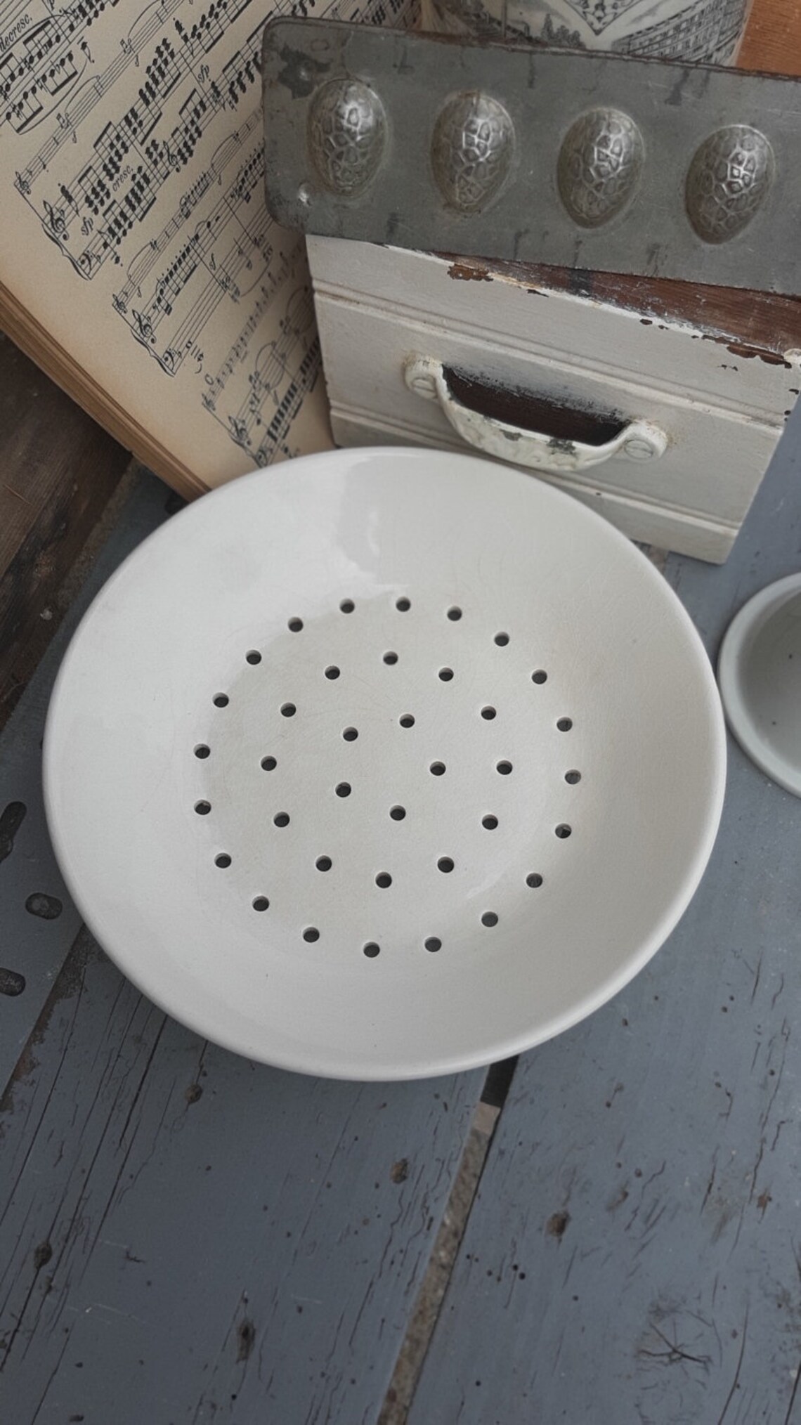 Faisselle Cheese Drainer Old Plate Strainer Mold Enameled Etsy