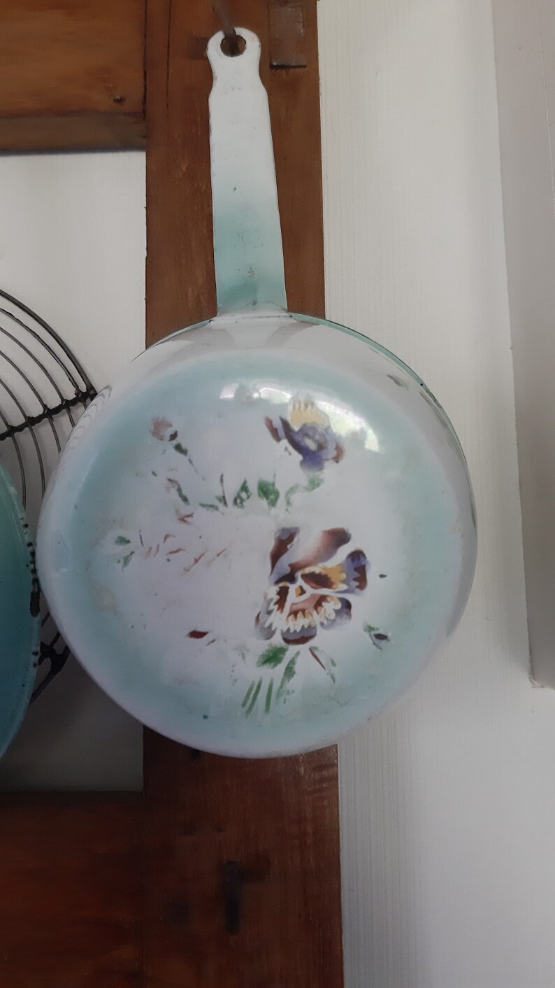 Antique Pansies and Roses Enamel Saucepan Set ENAMEL French Etsy