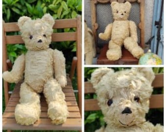 ancien ours en peluche - jouet années 50 - nounours français - Teddy bear