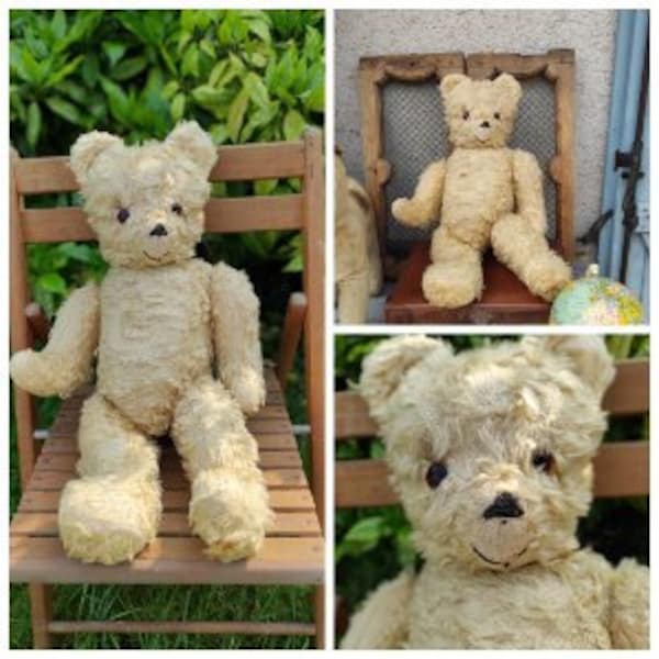 ancien ours en peluche - jouet années 50 - nounours français - Teddy bear