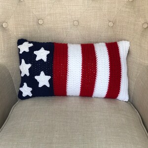 Crochet Pillow Pattern 4th of July crochet pattern USA Flag Independence Day Pillow DIY Patriotic decor image 4