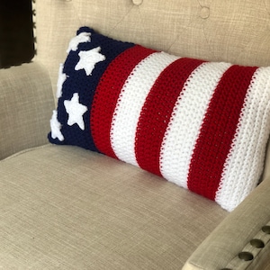 Crochet Pillow Pattern 4th of July crochet pattern USA Flag Independence Day Pillow DIY Patriotic decor image 3