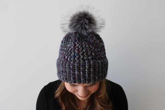 gray knit hat
