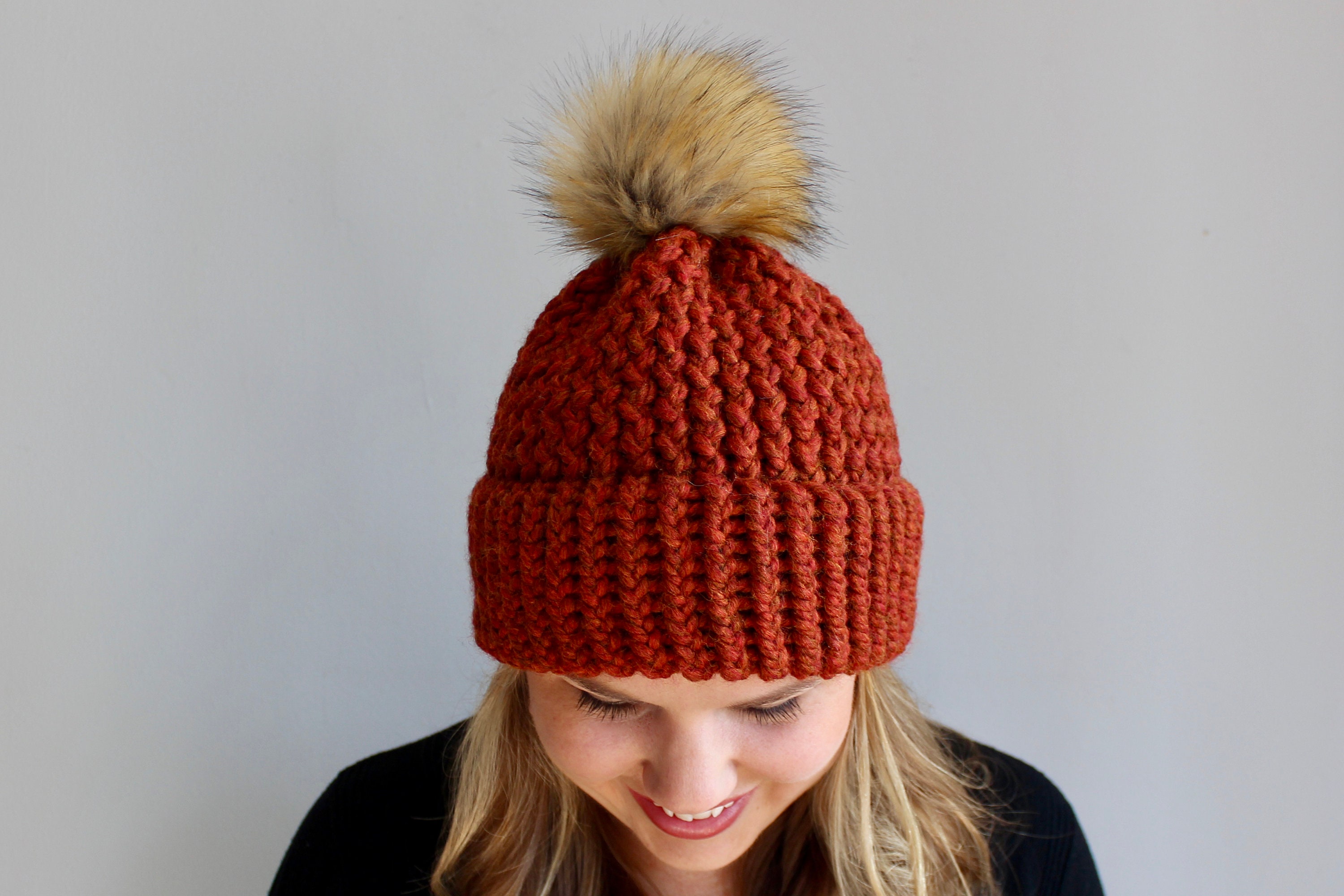 Pumpkin Orange Knitted Hat - Pumpkin Spice Beanie - Chunky  display picture 2