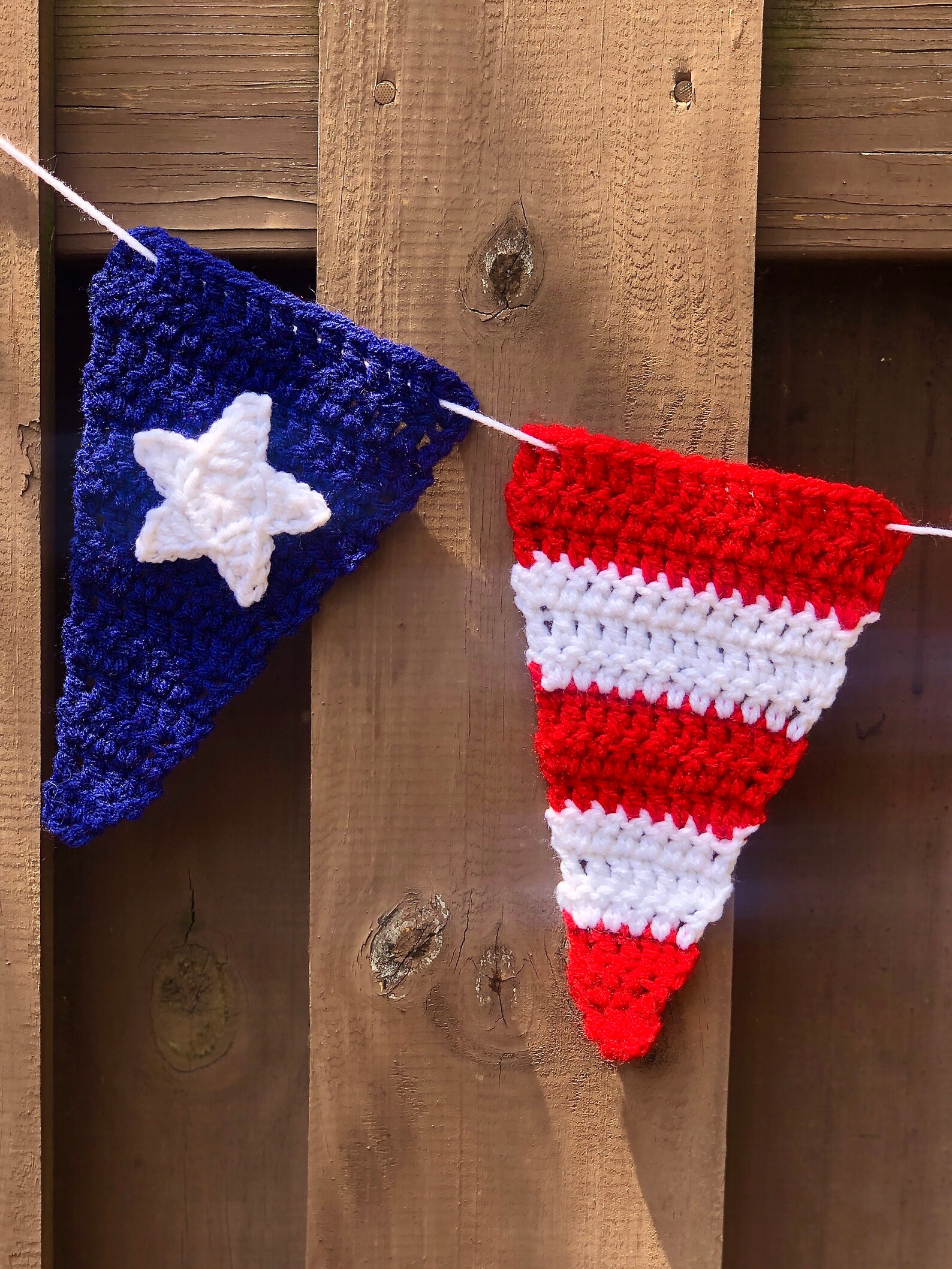 American Flag Garland Patriotic Bunting Crocheted Flag Etsy