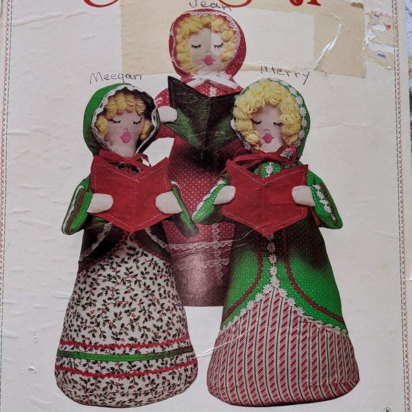 Christmas Caroler DOLL KIT:  3 Fabric Dolls 15 in tall by the Gingham Goose