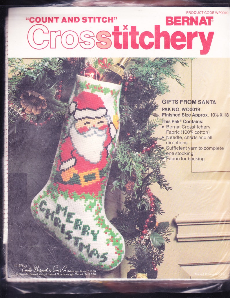 Embroidery Kits How To Gifts From Santa Christmas Stocking Bernat Counted Cross Stitch Kit