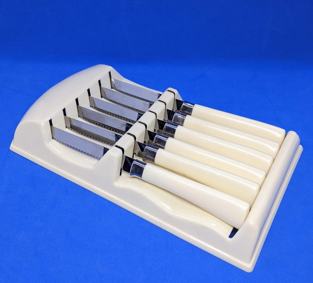 Vintage Steak Knife Set Regent Sheffield With Ivorine Store It Tray Set