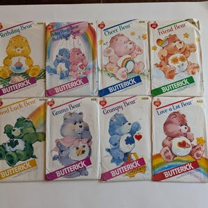 Care Bears Butterick Patterns Uncut, Baby Hugs, Birthday, Cheer, Friend, Grumpy, Love-a-Lot