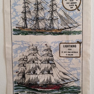 Clipper Ships Dish Tea Towel Ann McKim & Lightning Sailing Historic Ships