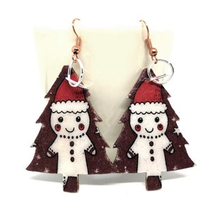 Christmas earrings - gift for christmas - gingerbread man - handmade wooden decoupage earrings - unique girly earrings - children jewellery