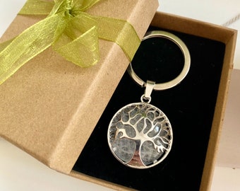 Crystal Keyring. Natural Clear Quartz Crystal. Ready to gift in a bow wrapped gift box. Crystal Gifts for Her!