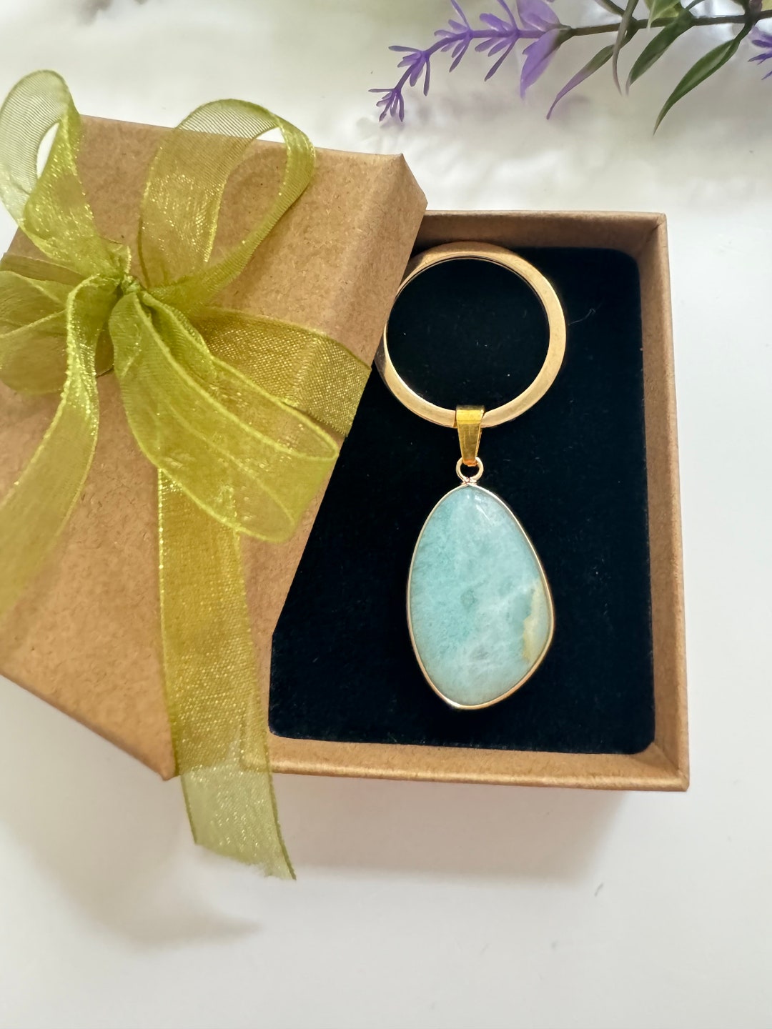 Amazonite Crystal Keyring: Natural Stone Keychain, Good Luck Charm ...