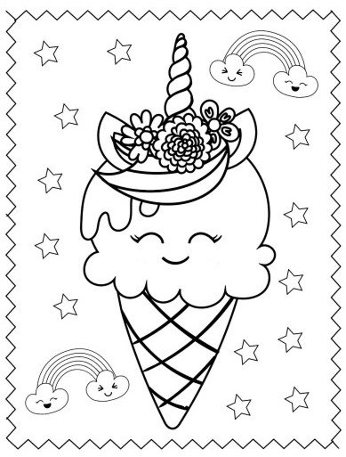 Ice Cream Coloring Pages, Birthday Party Favor Etsy Canada