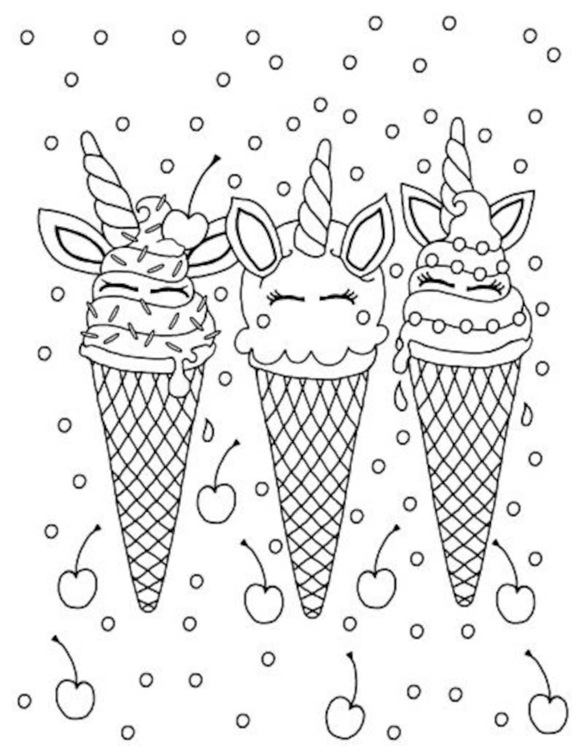 Ice Cream Coloring Pages, Birthday Party Favor - Etsy Canada