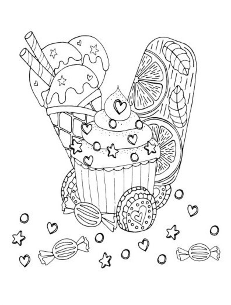 Ice Cream Coloring Pages, Birthday Party Favor - Etsy Canada