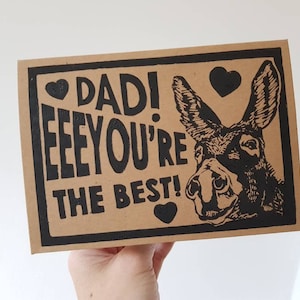 Carte d'âne faite main pour la fête des mères, Bourriquet, meilleure maman de tous les temps, papa, fête des mères, maman papa tu es le meilleur, carte de fête des pères drôle, jeu de mots animal papa