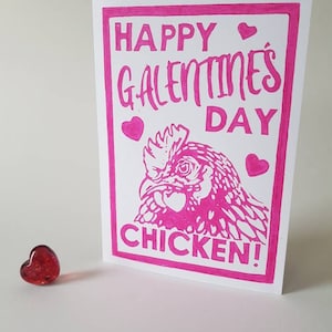 Tarjeta de Galentines, Feliz día de Galentine, tarjeta de pollo, tarjeta de mejor amiga, tarjeta de San Valentín para amiga, tarjeta de gallina impresa a mano, tarjeta de mejor amiga