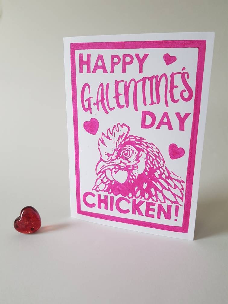 Galentines card, Happy Galentine's day, chicken card, best friend card, valentines for friend, hen print handmade, bff girl card