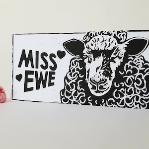 Carte Miss brebis, carte mouton, mouton noir, carte animaux de ferme, tu me manques