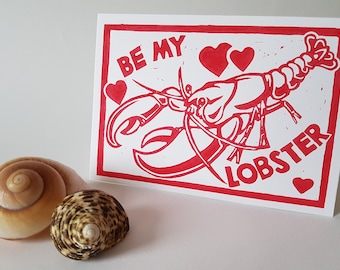 Lobster valentines card, unique valentines card, sea creature card, friends quote, romantic lobster, crustaceans, anniversary, love you card