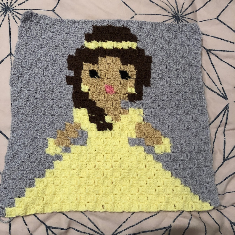 BELLE C2C crochet Disney blanket pattern pdf instant Etsy
