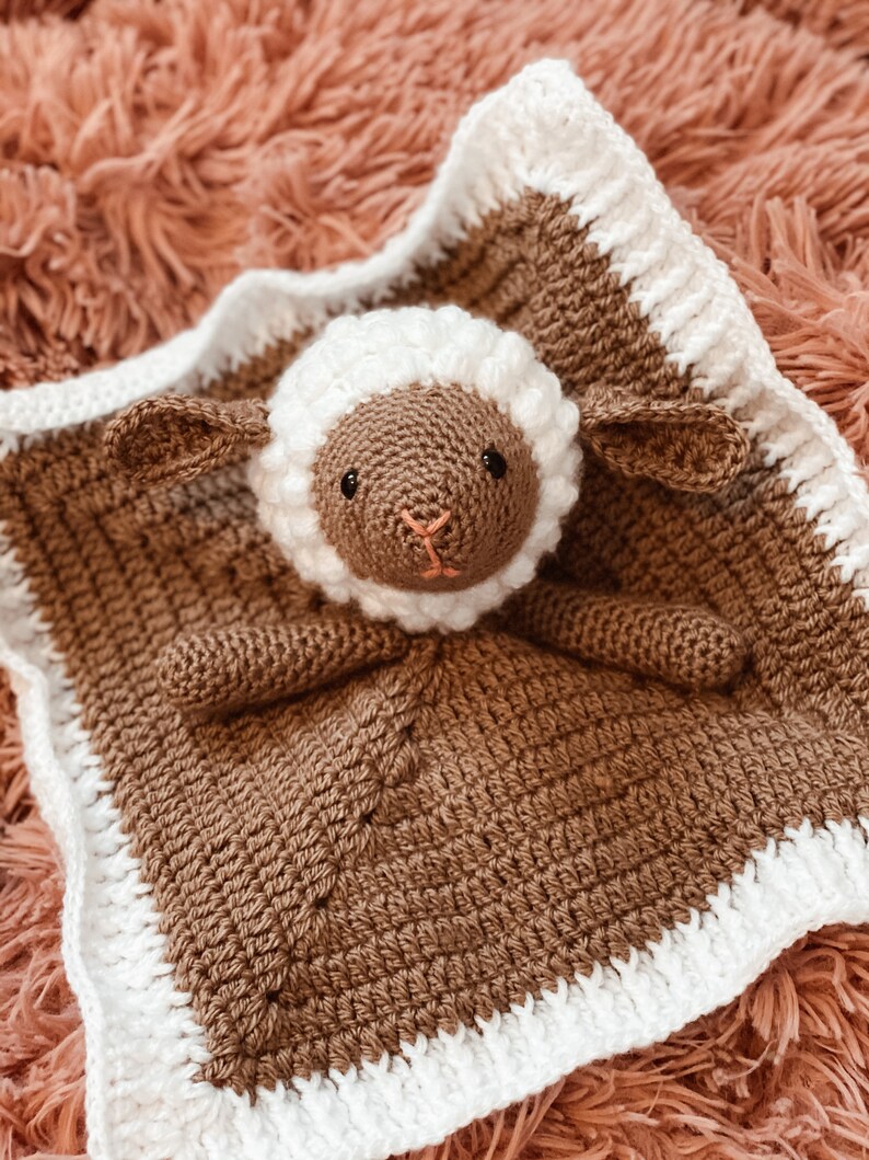 Baby Lamb Lovey Blanket in White and Brown Handmade Crochet Etsy