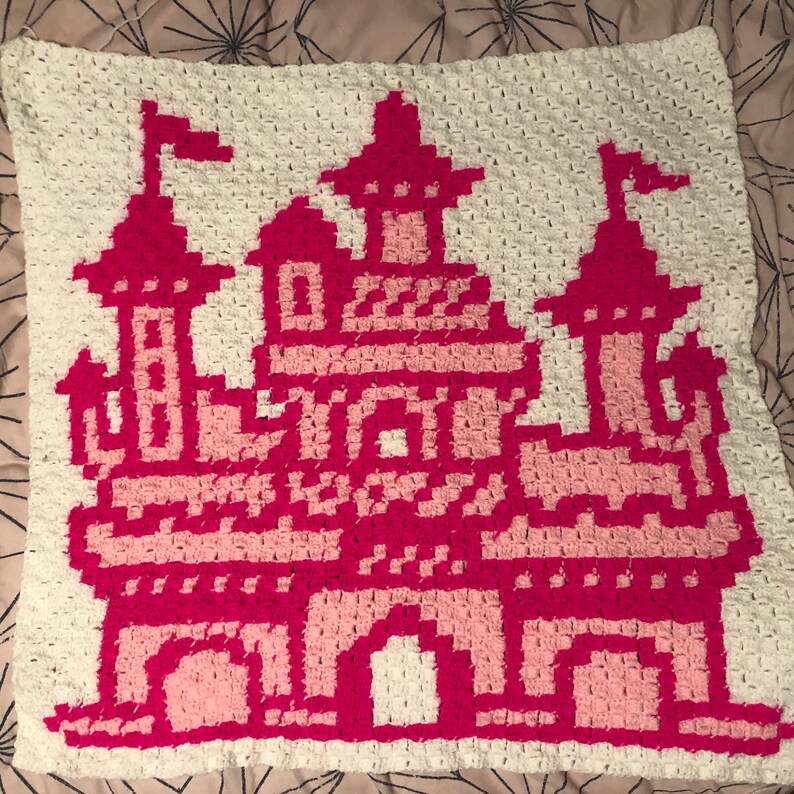 CASTLE C2C crochet disney blanket pdf instant download. Etsy
