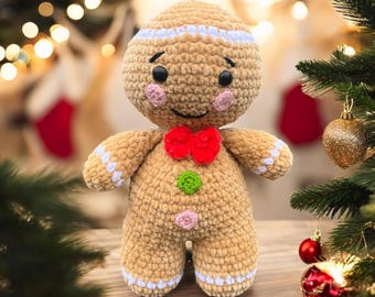 Crochet Gingerbread Man | Handmade Christmas Amigurumi Plush